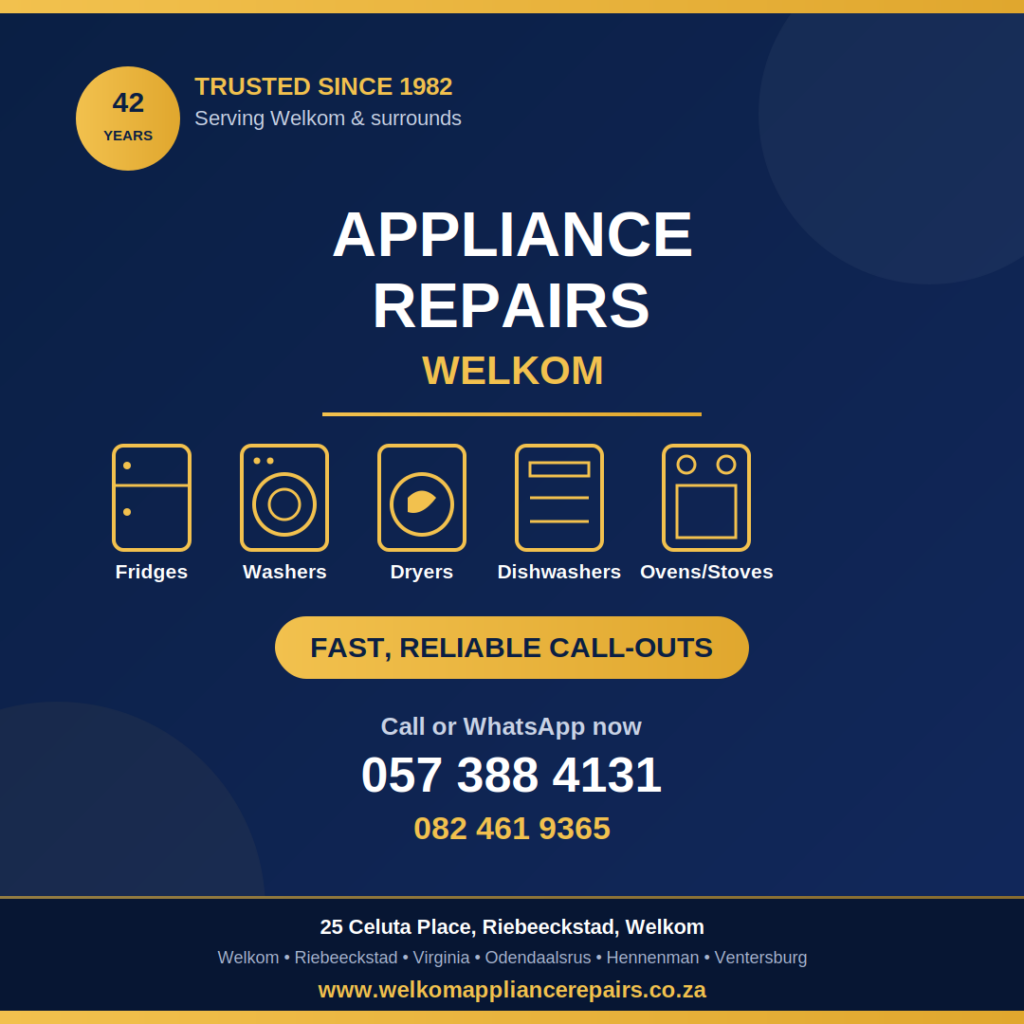 Welkom Appliance Repairs technician on a call-out
